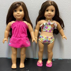 American Girl Floral Swim Outfit Bkini and Coverup